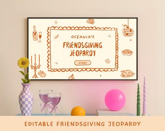 Friendsgiving Jeopardy Games Fall Thanksgiving Trivia Games Kids Adults Fun Thanksgiving Game Dinner Jeopardy Party Presentation Games Canva