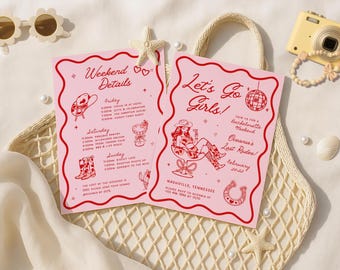 Lassen Sie uns gehen Mädchen Junggesellinnenabschied Einladung Reiseweg Western Last Rodeo Bachelorette Cowgirl Hut Hand gezeichnet Nashville Bachelorette einladen
