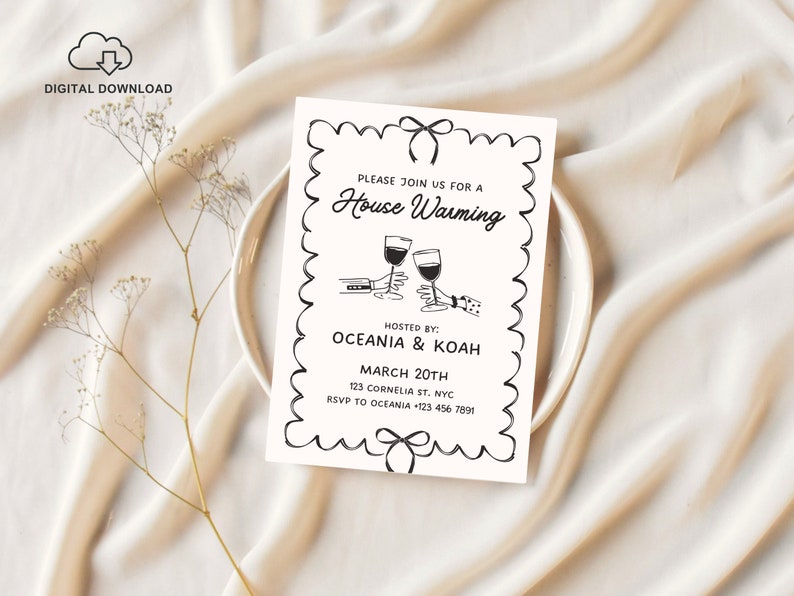 Housewarming Invitation, House Warming Party, New Home Invite, Apartment Warming, Housewarming Invite, We Bought a House, Hand Drawn Style image 1
