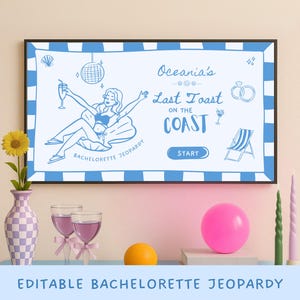 Last Toast on the Coast Bachelorette Jeopardy Party Games for Hen Party Bridal Jeopardy Games Canva Jeopardy Fun Bridal Shower Games Hen Do