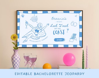 Last Toast on the Coast Bachelorette Jeopardy Party Games for Hen Party Bridal Jeopardy Games Canva Jeopardy Fun Bridal Shower Games Hen Do