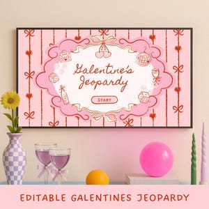 Galentines Day Jeopardy Games Valentines Day Party Editable Jeopardy Galentines in Canva Fun Valentines Girls Night Trivia Games Galentines