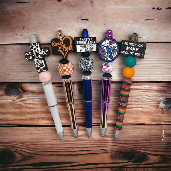 5 Pack Custom Beaded Pens