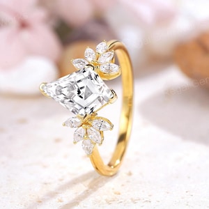 Vintage Kite Cut Moissanite Engagement Ring 14k Gold Marquise Diamond Wedding Ring Unique Kite Diamond Ring Art Deco Bridal Promise Ring