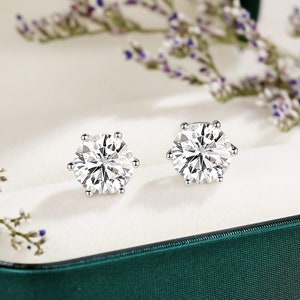 Brilliant Cut Moissanite Stud Earrings • 14K Gold Solid • Moissanite Stud • Sterling Silver Stud Earrings • Moissanite Earring • Bridal