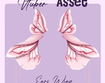 VTuber Asset / Pink Butterfly Wings / Vtube Studio / Ears / Cute / Butterfly Style