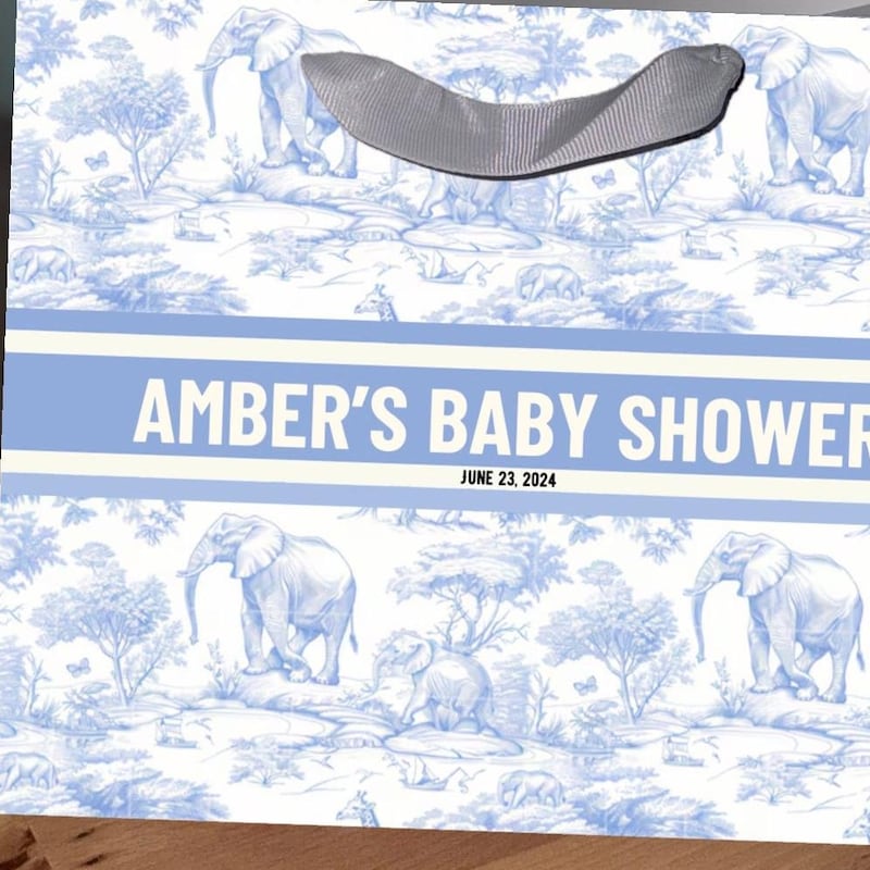 Custom Toile De Jouy Chinoiserie Favor Goodie Bags Safari Animals Baby Shower Birthday Personalized Welcome Gift Bag