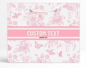 Custom Toile Gift Bags | Personalized | Wedding | Bridesmaid Proposal | Bridal | Baby Shower | Birthday | Bachelorette | Butterfly | Cute