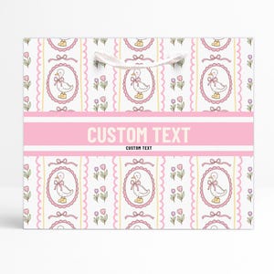Bolsa de regalo personalizada / Personalizada / Bolsa de regalo / Pato / Ganso / Flor / Lazo / Pastel / Ditsy / Preppy / Cumpleaños / Linda / Delicada / Rosa