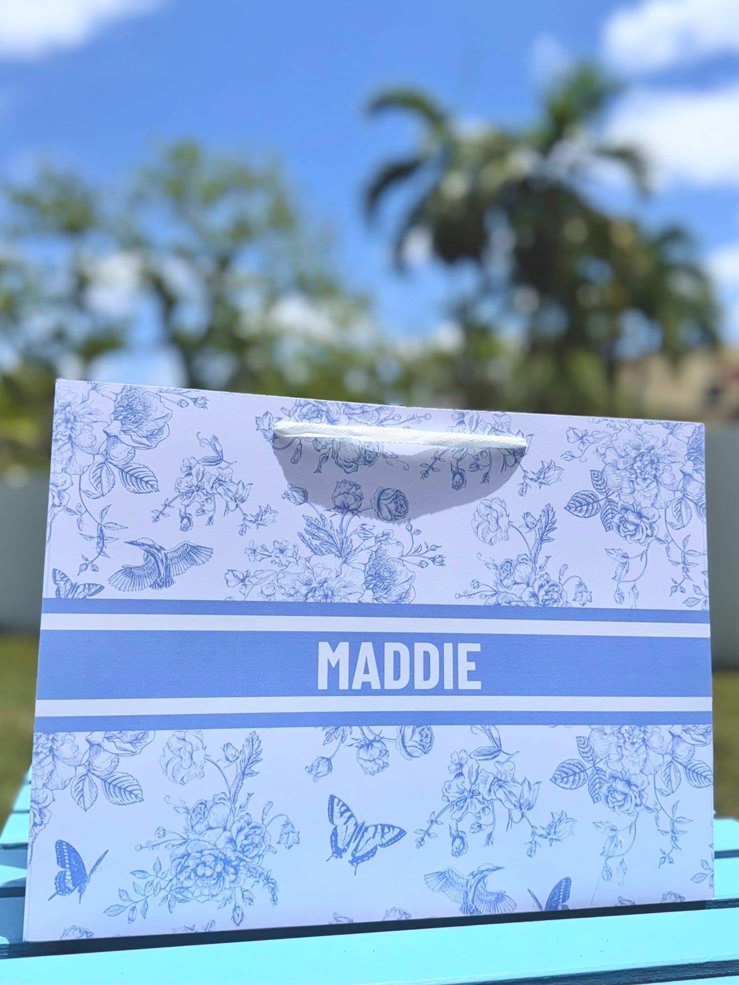 Benutzerdefinierte Toile De Jouy Geschenktüten | Personalisiert | Hochzeit | Brautjungfernantrag | Braut | Babyparty | Geburtstag | Junggesellinnenabschied