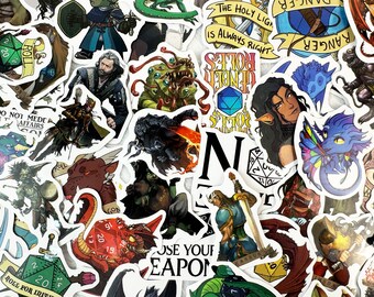 Pack of 50 DND Stickers - Dungeons & Dragons OL Doodle Stickers - DND Stickers