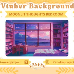 Background for Twitch | Moonlit Thoughts Bedroom | Rain Ambiance | VTuber Background | Seamless Loop, Stream Overlay, OBS, Vtuber Background