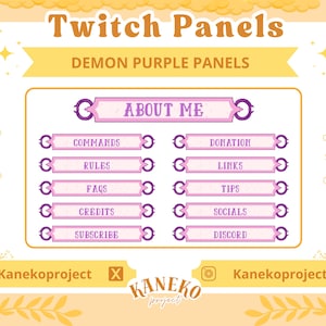 Twitch Panels, Demon Purple, Stream Panels, Twitch Stream Panels, Minimal Twitch Panels, Stream Panels,Purple Twitch Panels, Stream Assets