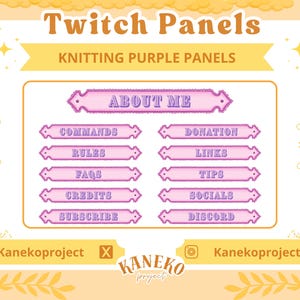 Twitch Panels, Knitting Purple, Stream Panels, Twitch Stream Panels, Minimal Twitch Panels, Stream Panels,Purple Twitch Panels, StreamAssets