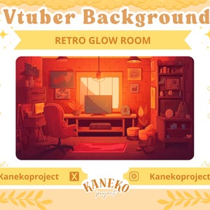 Retro Glow Room Background Asset, BGM Background, Stream Overlay, Vtuber Background, Vtuber Asset, Background for Twitch, Stream Overlay