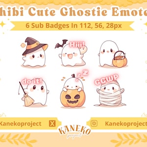 6 Cute Ghostie Emote Pack, High-Resolution Twitch Emotes, Discord Emotes, PNG Emotes for Streamers, Unique Emotes for Twitch, Stiker Emotes