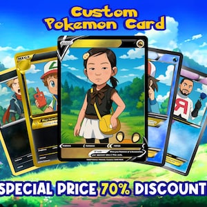 Carte de dresseur Pokémon personnalisée, carte à collectionner personnalisée, art numérique personnalisé, illustration personnalisée, rendu d'artiste, art de bande dessinée, cadeau anime
