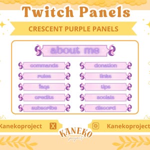 Twitch Panels, Crescent Purple, Stream Panels, Twitch Stream Panels, Minimal Twitch Panels, Stream Panels,Purple Twitch Panels, StreamAssets