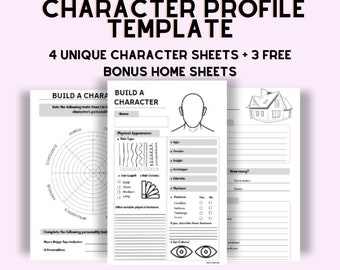 Character and Home Profile Template Sheets: Digital and Printable PDF