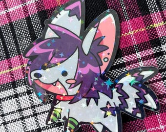 Sparklepuppy Sticker: Star Holographic Finish, Waterproof Vinyl