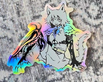 Spiky Armor Catboy Holo Vinyl Sticker