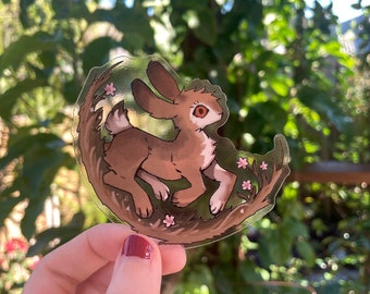 Coffee Hare Clear Vinyl Sticker
