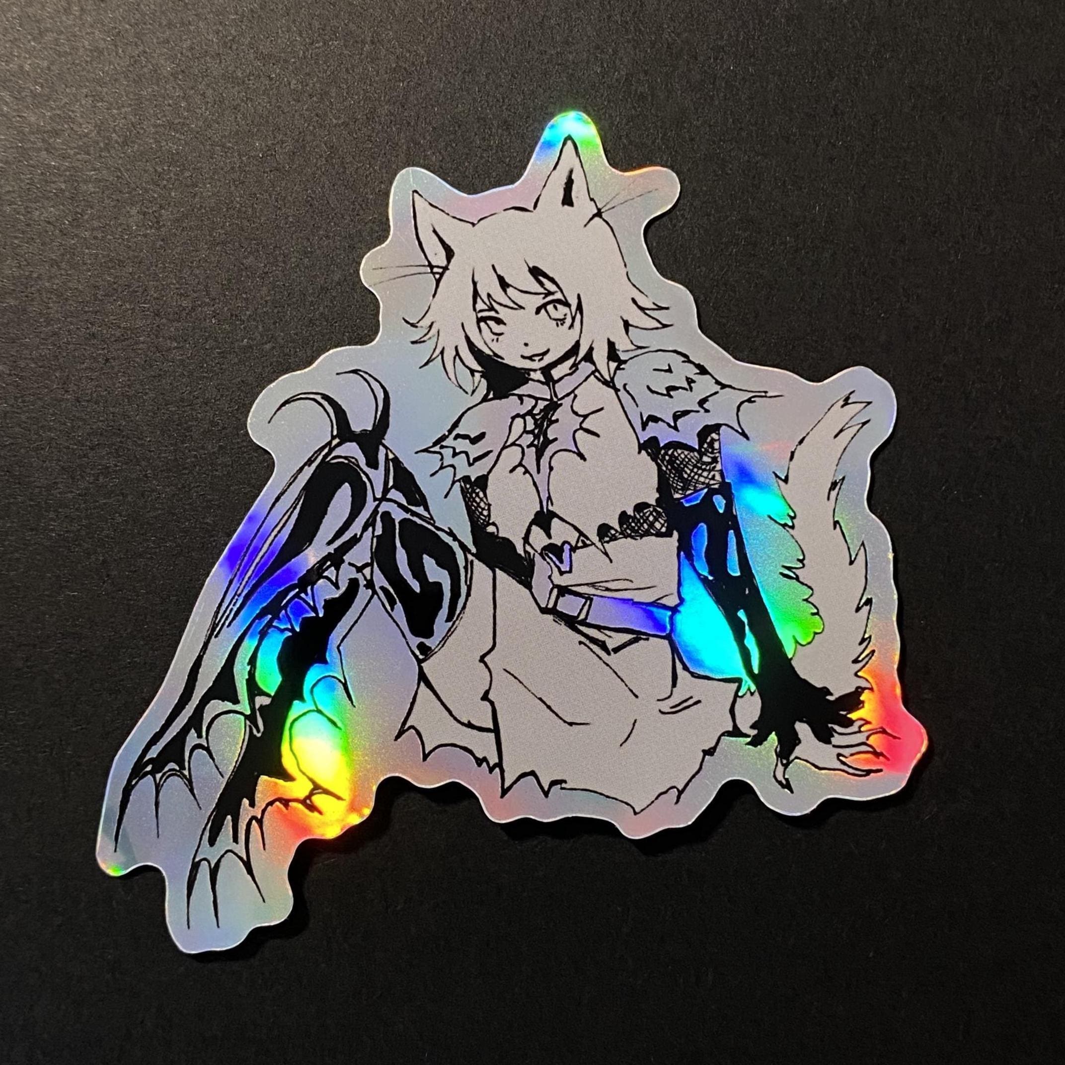 Spiky Armor Catboy Holo Vinyl Sticker - Etsy