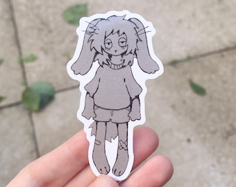 Grey Bunny Clear Vinyl Sticker