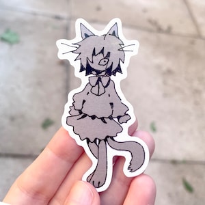 Grey Kitty Vinyl Sticker
