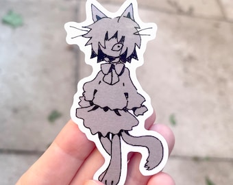 Grey Kitty Vinyl Sticker