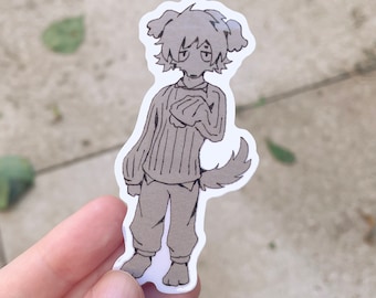 Grey Puppy Clear Vinyl Sticker