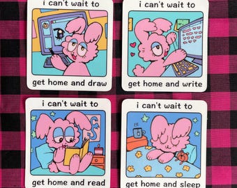 I Can't Wait To Get Home... Hobby Bunny Vinyl Sticker