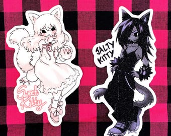 Sweet and Salty Kitty Glitter Sand Vinyl Sticker