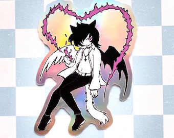 Angel Devil Loverboy Holo Vinyl Sticker