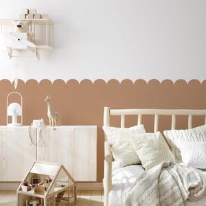 Scalloped Removable Fabric Half Wall / Kids room wallpaper / scallop wallpaper / boho nursery / scalloped half wall A218