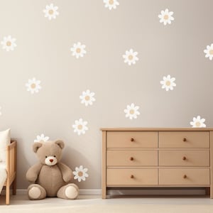 Adesivi margherita bianca, fiori bianchi, margherita acquerello, adesivi per cameretta bambina, fiori rimovibili, decorazione per cameretta AM196