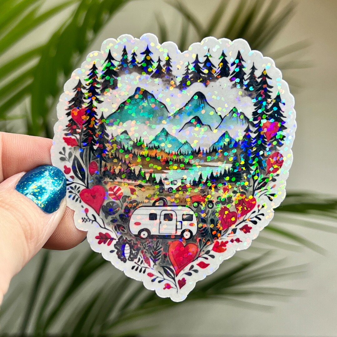 Camping Mountain RV Holographic Sticker Vanlife Sticker RV Sticker ...