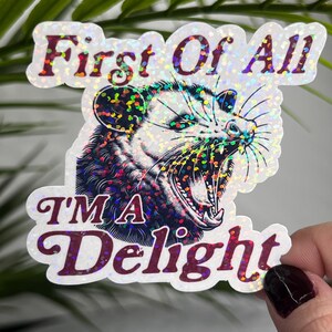 First of All I’m a Delight Possum Silly Holographic Sticker Mental ...