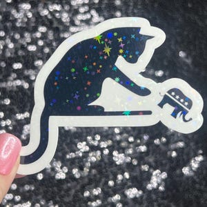 Cat Lady Holographic Sticker Kamala Walz Decal Anti Trump JD Vance Pro Choice Feminist Sticker Liberal Democrat Decal Minimalist Cat Decal