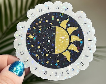 Total Solar Eclipse Holographic Sparkly Sticker 4.8.2024 Eclipse Souvenir Decal Solar Eclipse Sticker astronomy lover waterbottle sticker