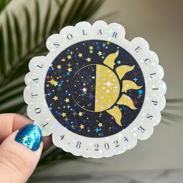 Total Solar Eclipse Holographic Sparkly Sticker 4.8.2024 Eclipse Souvenir Decal Solar Eclipse Sticker astronomy lover waterbottle sticker
