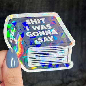 S*** I Was Gonna Say Introvert Book Holographic Sticker Mental Health Sparkly Spread Positivity Decal Inspirational Work Humor Sparkly Decal Bild 5