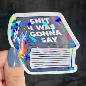 S*** I Was Gonna Say Introvert Book Holographic Sticker Mental Health Sparkly Spread Positivity Decal Inspirational Work Humor Sparkly Decal Bild 7