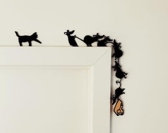 Creative Door Corner Sign Gift Idea For Cat Lovers Home Office Decor Cat and Mouse Decor Door Topper