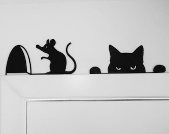 Creative Door Corner Sign Gift Idea For Cat Lovers Home Office Decor Tom & Jerry Inspired Decor Door Topper Cat and Mouse game