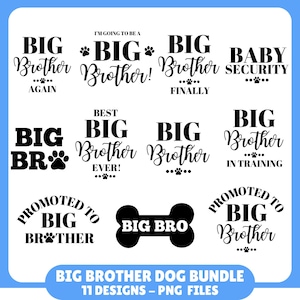 Paquete de pañuelos para perros de Gran Hermano PNG, Hermano perro, Pañuelo para perro, Traje de bebé para perro, Hermano perro, Descarga digital, Anuncio de embarazo PNG