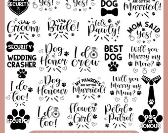 Wedding Dog Bandana Bundle SVG, Dog Wedding, Dog Bandana, Dog Wedding Outfit, Dog Wedding Shirt, Digital Download, Cricut Cutting Files,