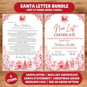 Carta a Papá Noel, Paquete de cartas a Papá Noel, Certificado de lista de buenos, Carta de Papá Noel, Papá Noel, Papá Noel, Libro mayor de Navidad, Navidad,