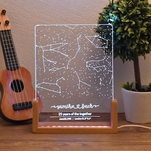 Personalized Night Light with Star Map, 7 Colors Custom Night Sky Star Map by Date, Star Map Table Lamp, constellation map, Anniversary Gift