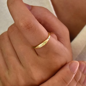 Engraved Name Ring, Dainty Name Ring, Custom Letter Name Ring, Personalized Initial Ring, Stackable Rings, Gold Stacking Ring, Gift for Her